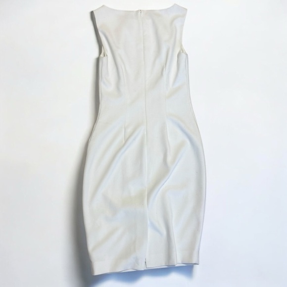 VTG Y2k CACHE Classic Ivory Beaded Bodycon Dress Corporate Chic Elegant White 2 - Picture 10 of 14
